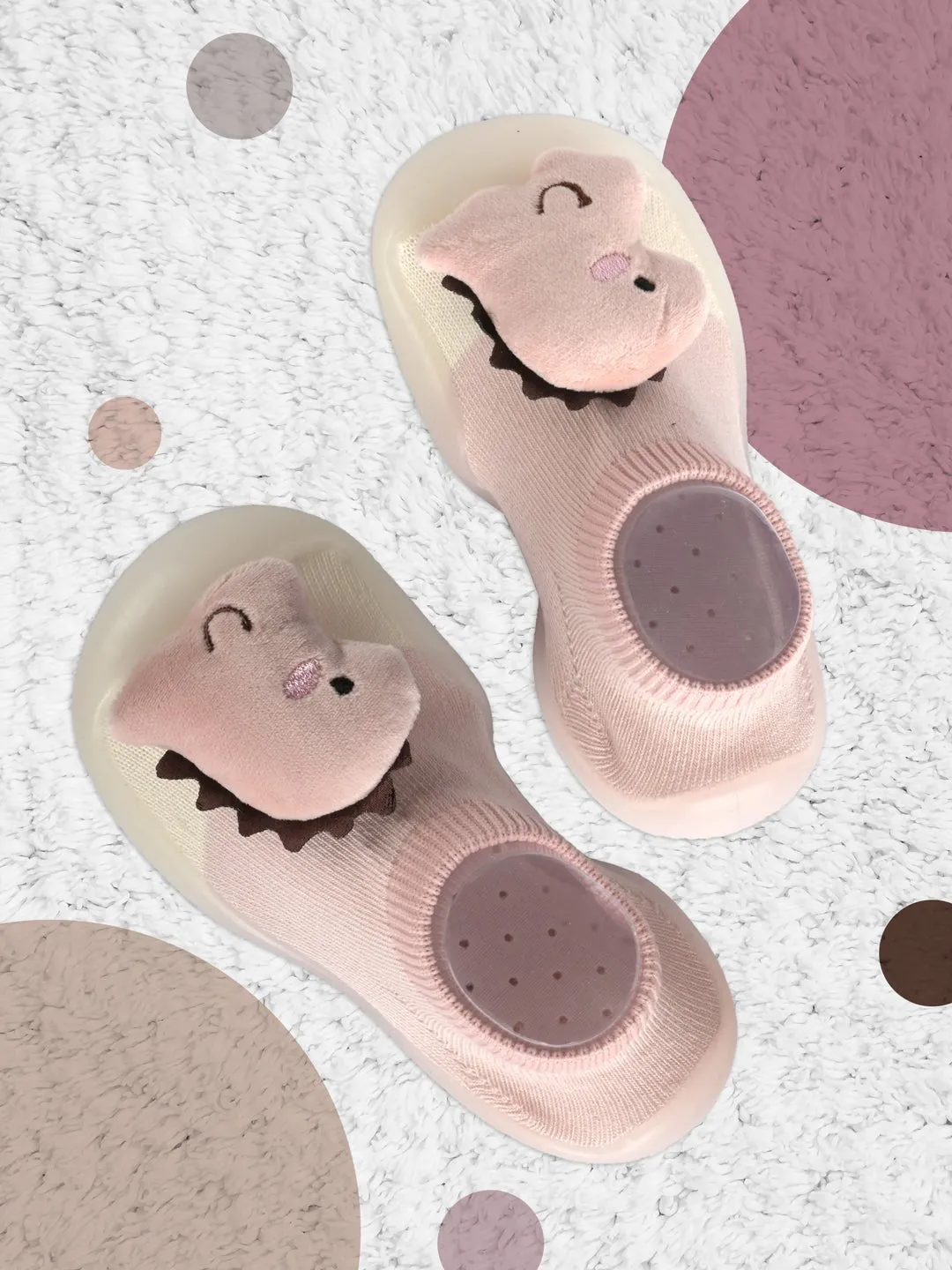 Pale Pink Dino Dream: Stuffed Toy Shoe Socks