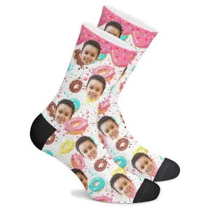 Personalized Gifts For Baby Girl Face Socks with Donut