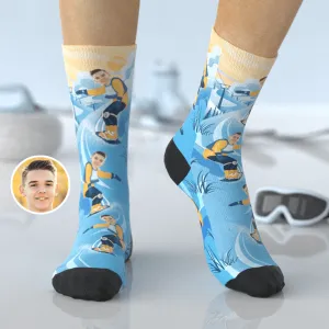 Personalized Snowboard Socks Custom Face Socks Funny Socks For Boyfriend