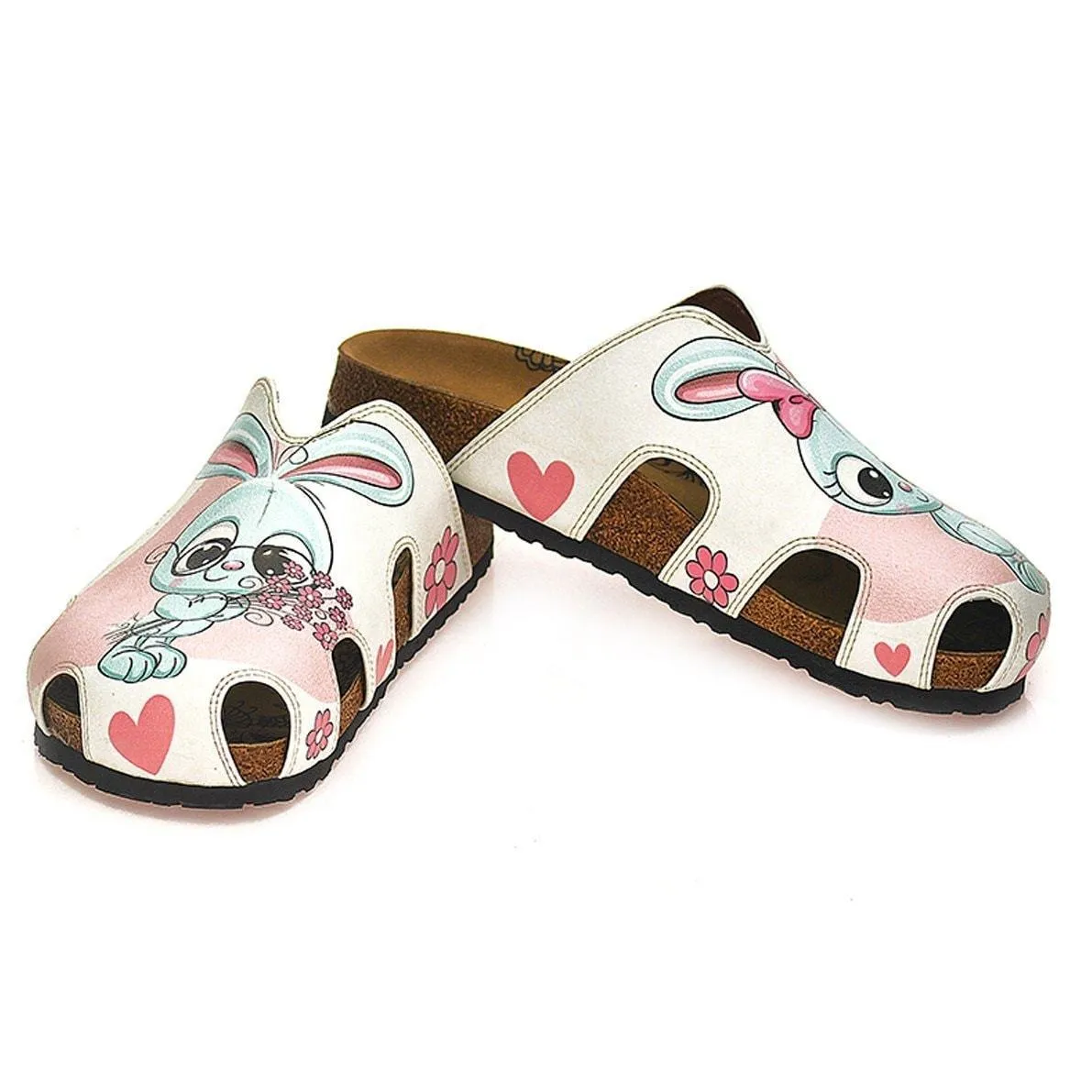 Pink & Gray Bunny Love Clogs WCAL601