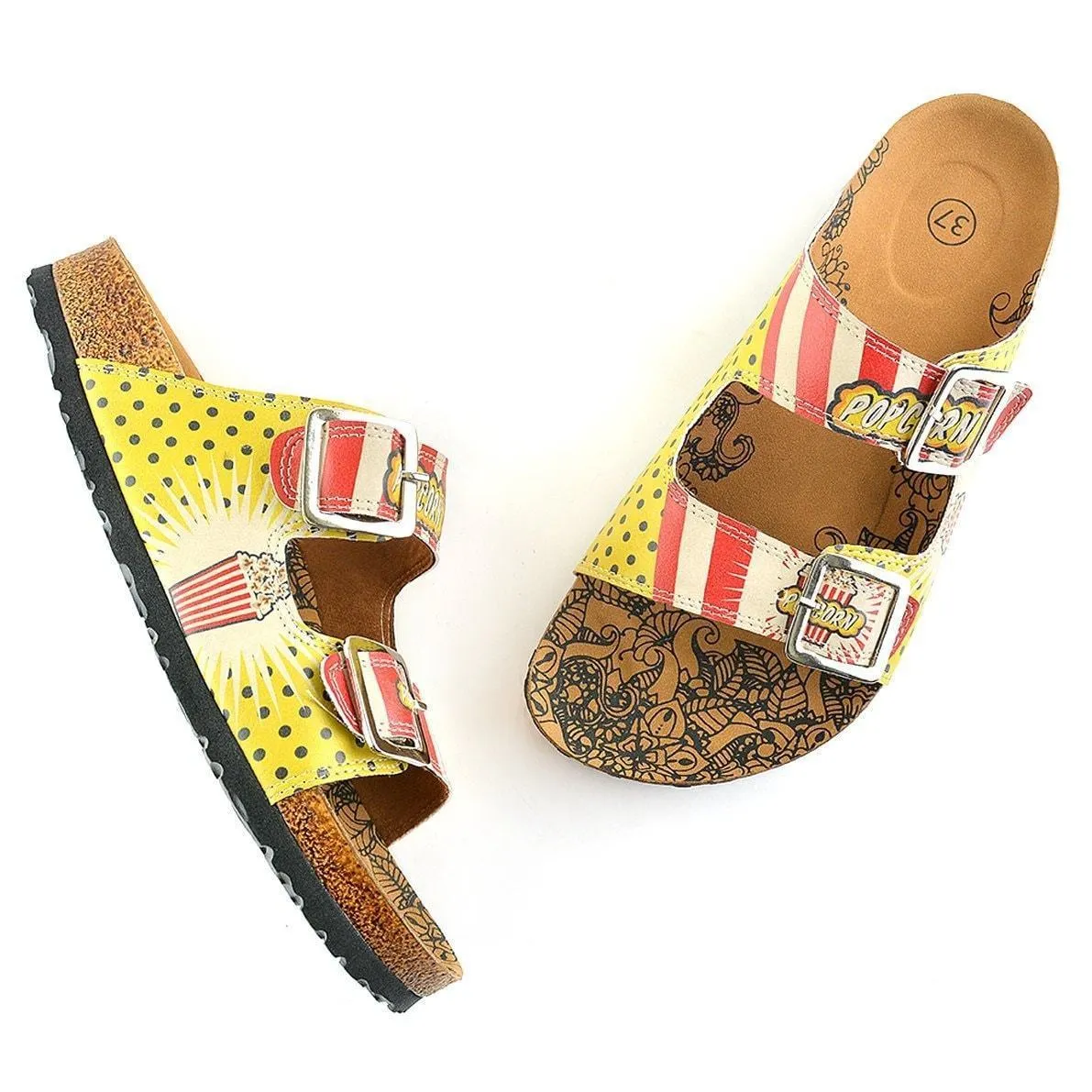 Red & Yellow Popcorn Two-Strap Buckle Sandal CAL203