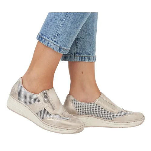 Rieker Ladies Wedge Shoes- 48760-60-Gold