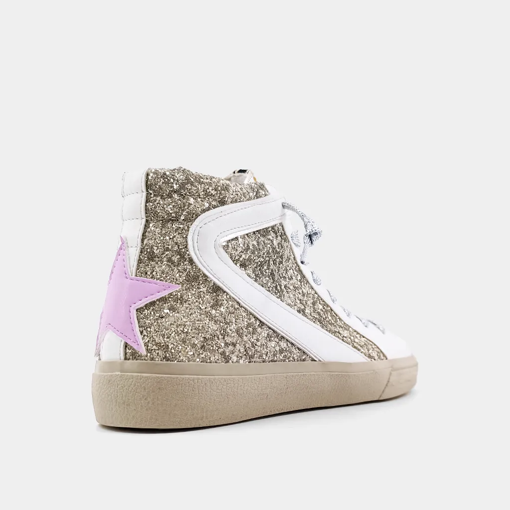 Rooney Toddler and Kids High-Top Sneaker | Pearl Glitter