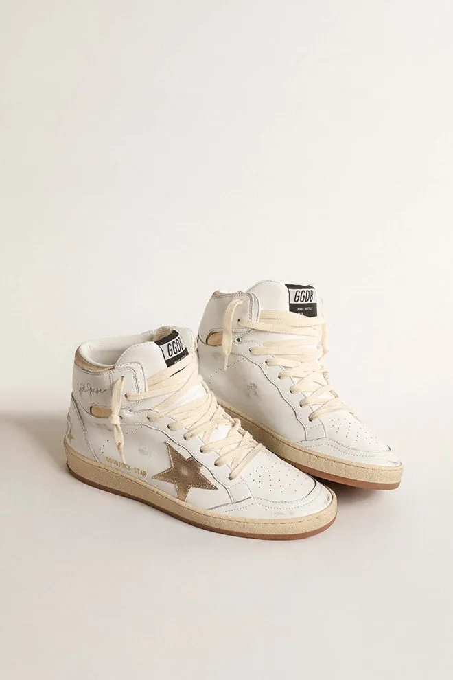 Sky Star in White Nappa Leather w/ Gold Metallic Star