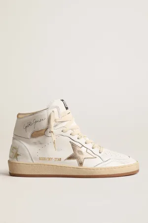 Sky Star in White Nappa Leather w/ Gold Metallic Star