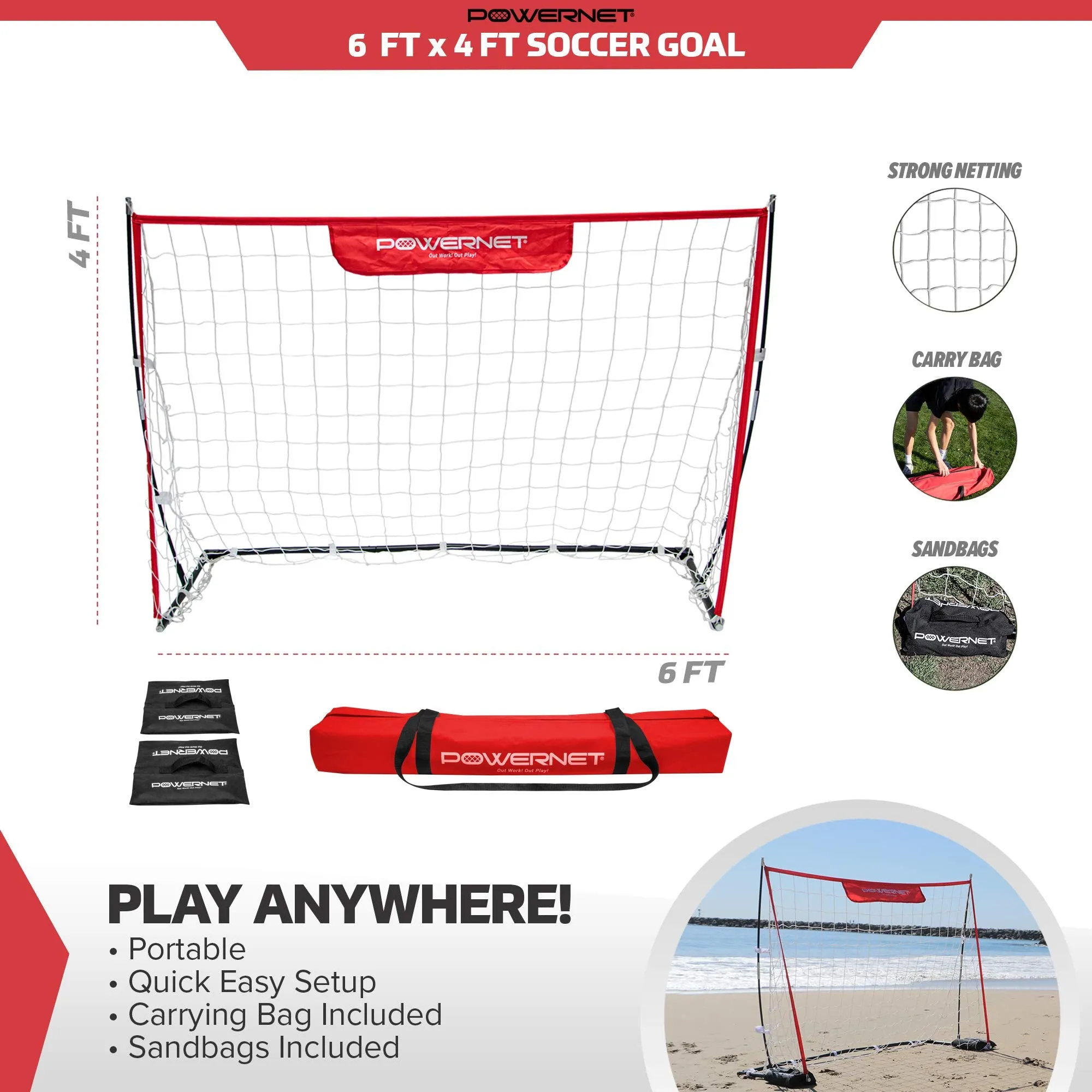 Soccer Goal | Lightweight Frame Ultra-Portable | Included Sandbag