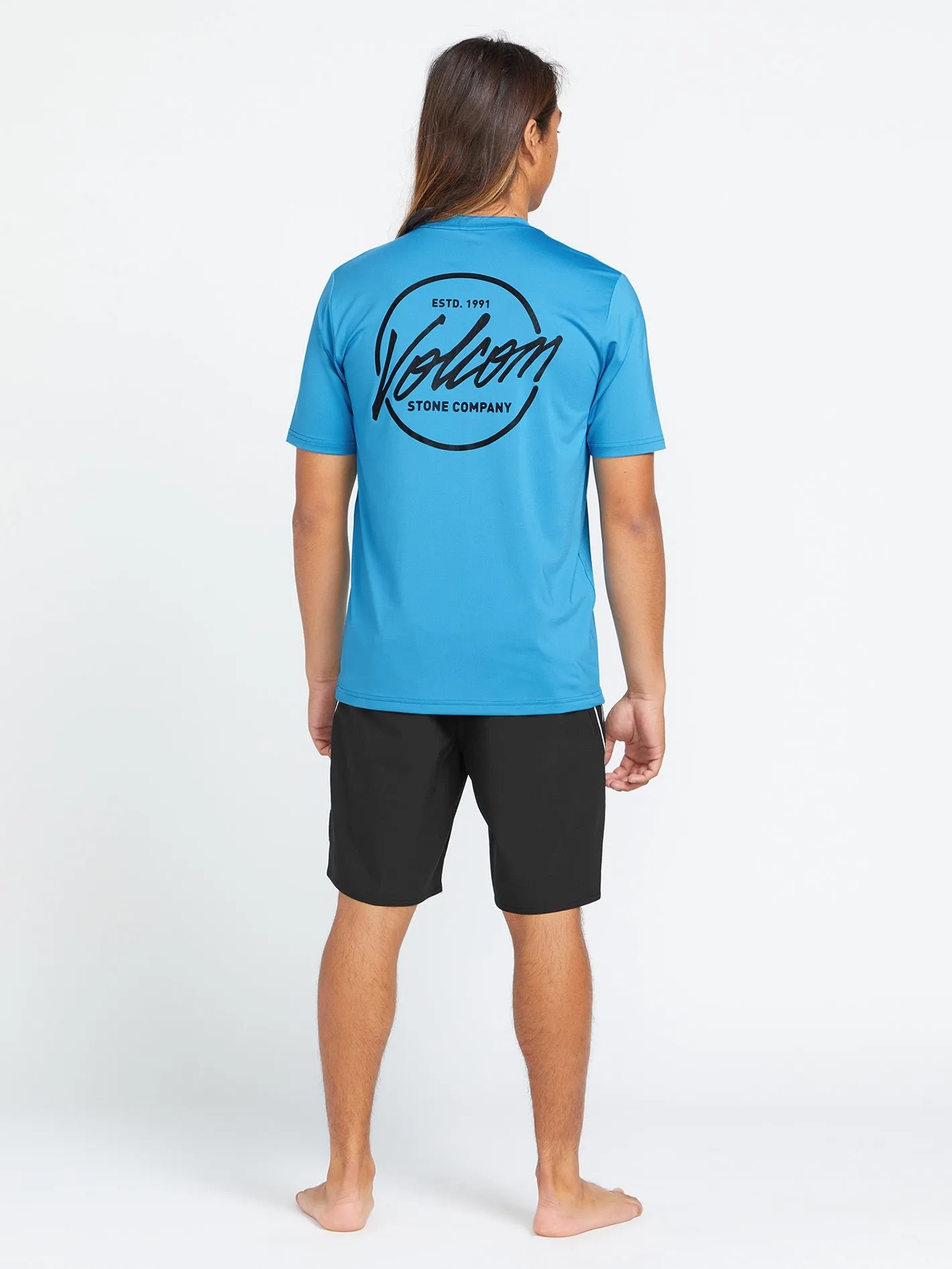 Stone Stamp Short Sleeve Rashguard - Tidal Blue