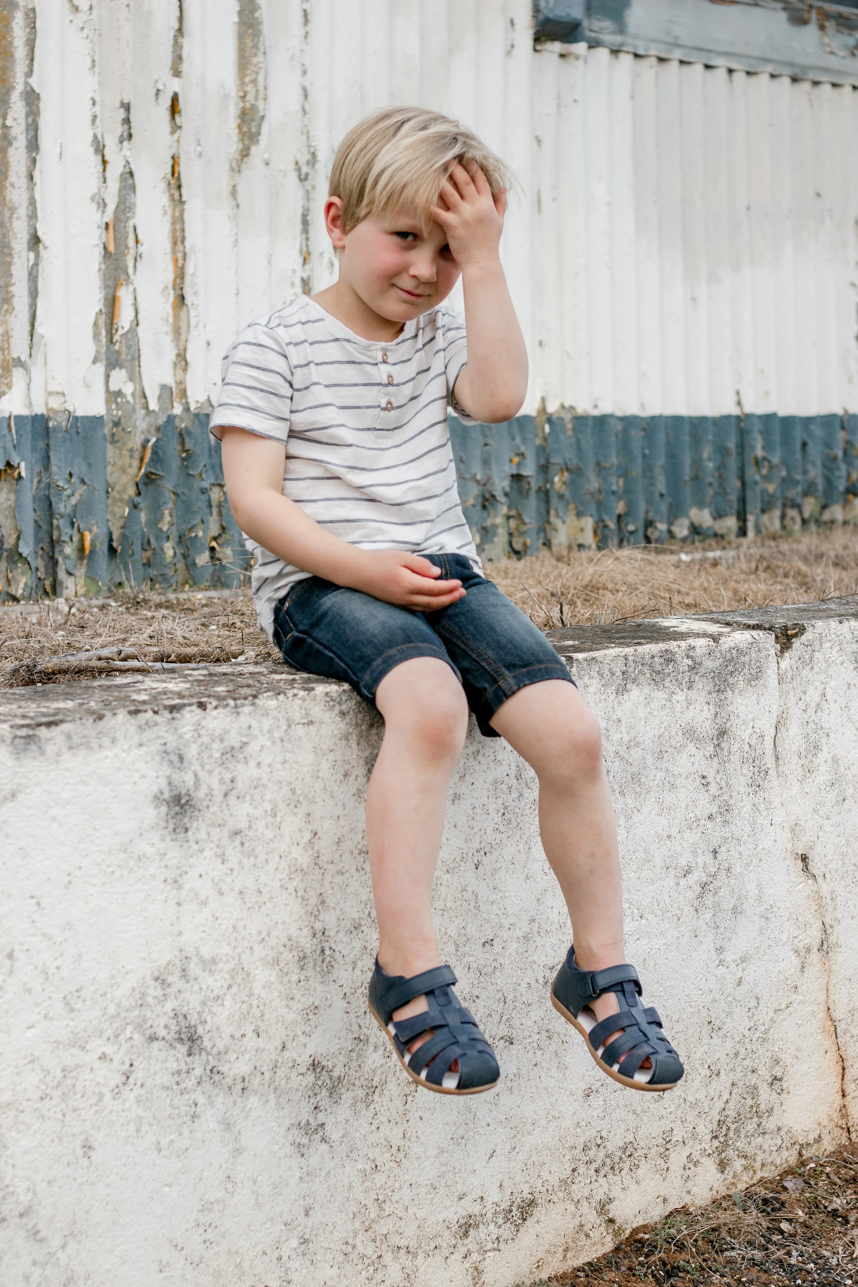 Surefit Alex II Navy Leather Sandals