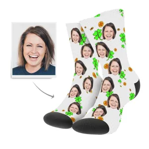 Thank You Gift Custom Socks with Lucky Clover