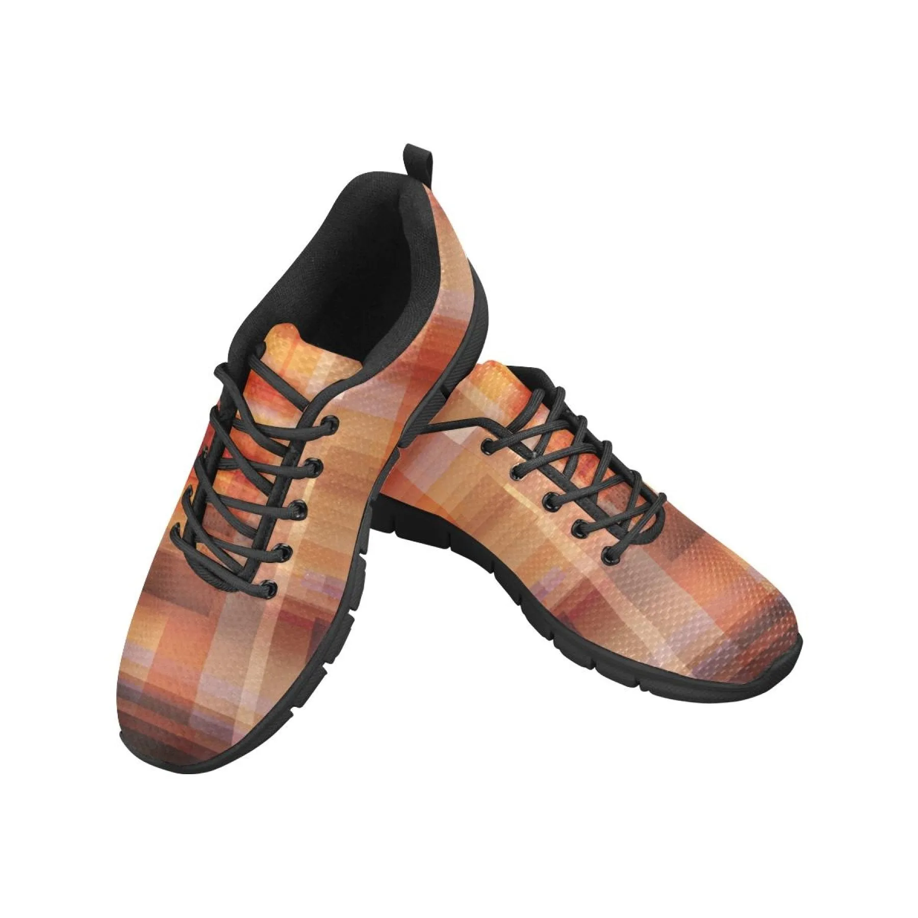 Uniquely You Womens Sneakers, Geometric Brown and Black Running Shoes by inQue.Style