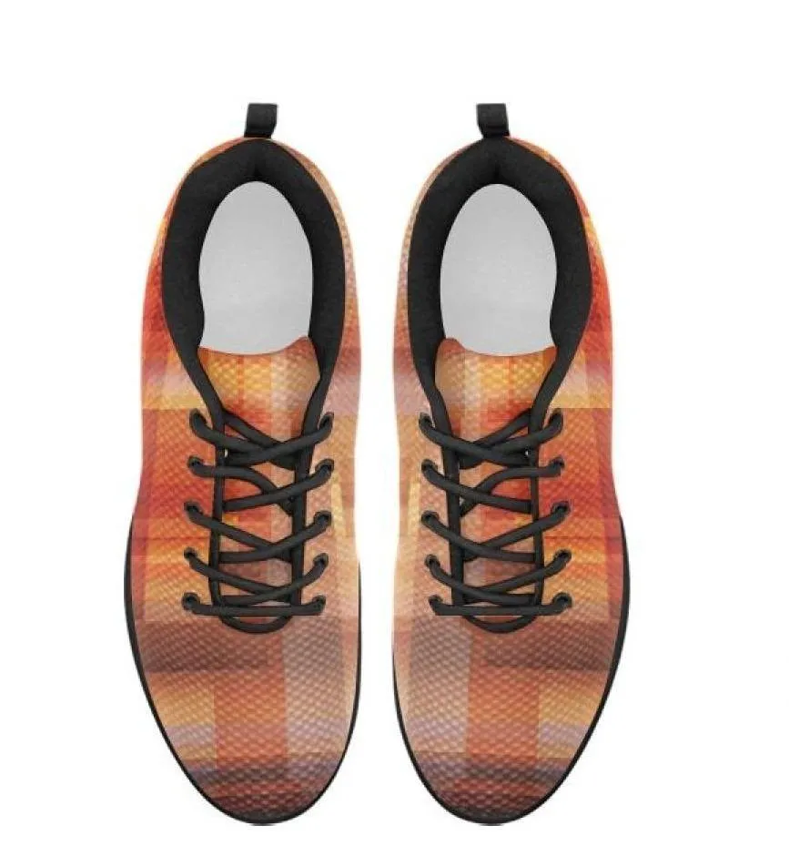 Uniquely You Womens Sneakers, Geometric Brown and Black Running Shoes by inQue.Style
