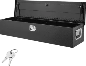 Vevor Truck Bed Tool Box 48"x15"x15" Heavy Duty Aluminum Diamond Plate with Lock Black New