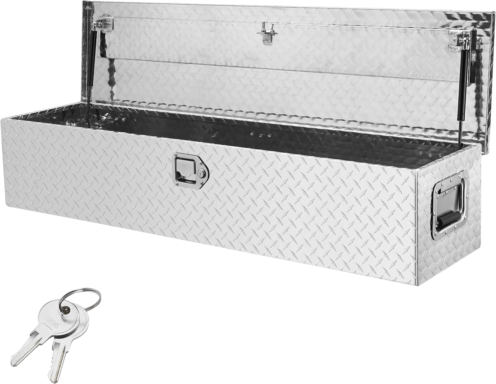 Vevor Truck Bed Tool Box 48"x15"x15" Heavy Duty Aluminum Diamond Plate with Lock Silver New