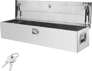 Vevor Truck Bed Tool Box 48"x15"x15" Heavy Duty Aluminum Diamond Plate with Lock Silver New