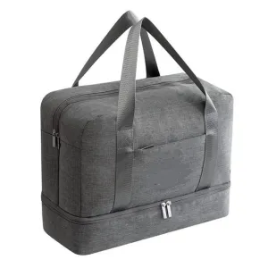 Waterproof Canvas Travel Bag Separate Zipper Shoe Compartment 5 Colors