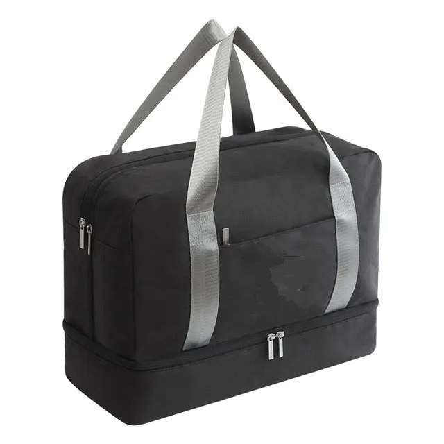 Waterproof Canvas Travel Bag Separate Zipper Shoe Compartment 5 Colors