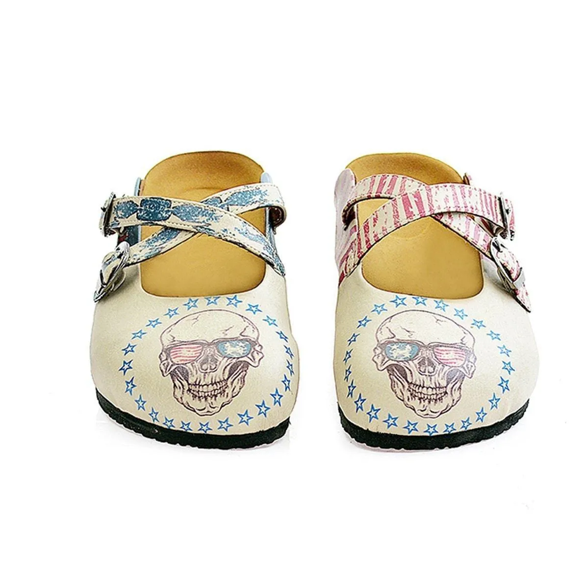 White American Skull Clogs CAL112