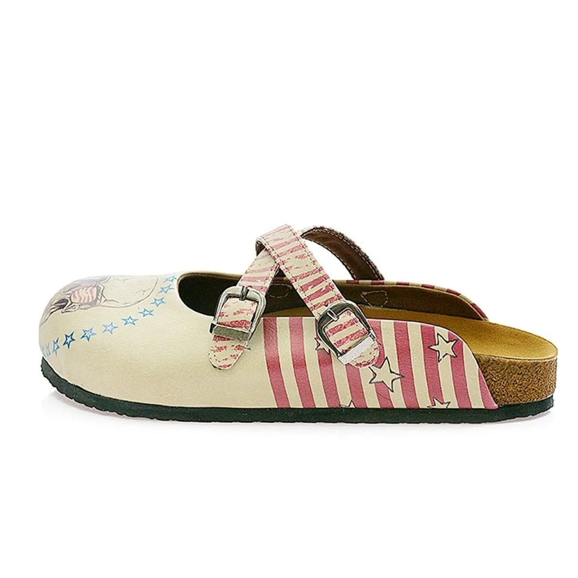 White American Skull Clogs CAL112