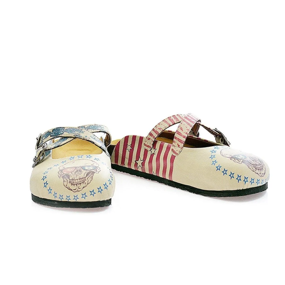 White American Skull Clogs CAL112