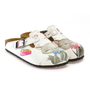 White & Gray Kitty Clogs WCAL330