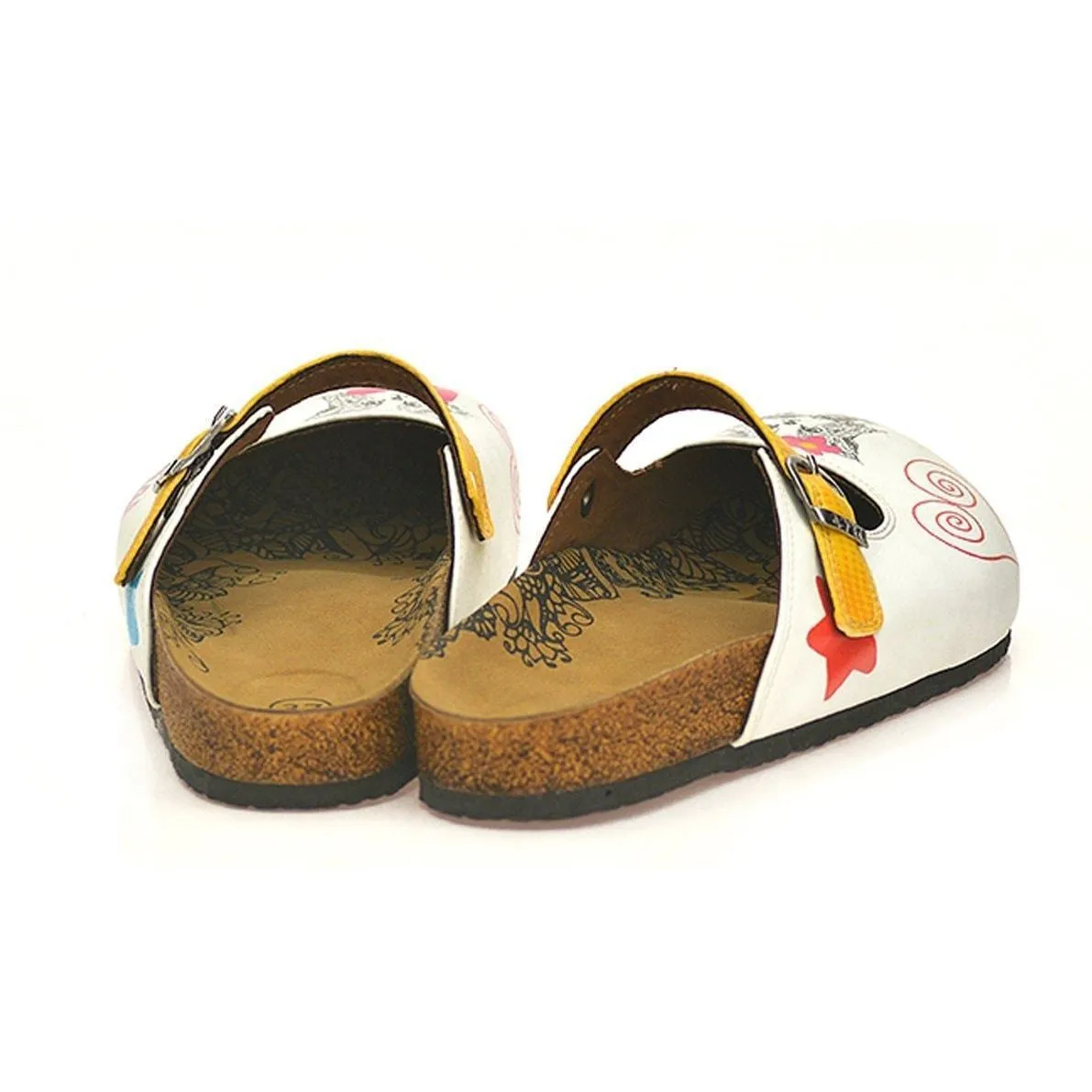 White & Yellow Cat Clogs CAL805