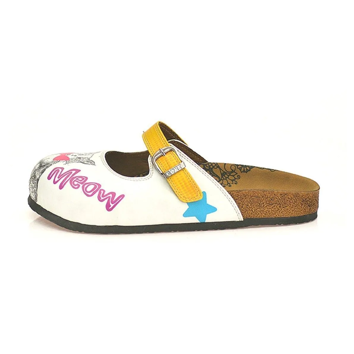 White & Yellow Cat Clogs CAL805