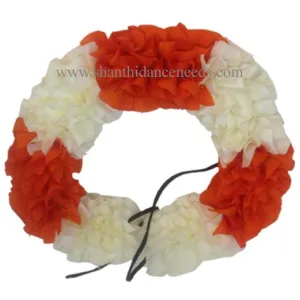 White and Orange Cloth Flower/Veni for Bharatnatyam & Kuchipudi
