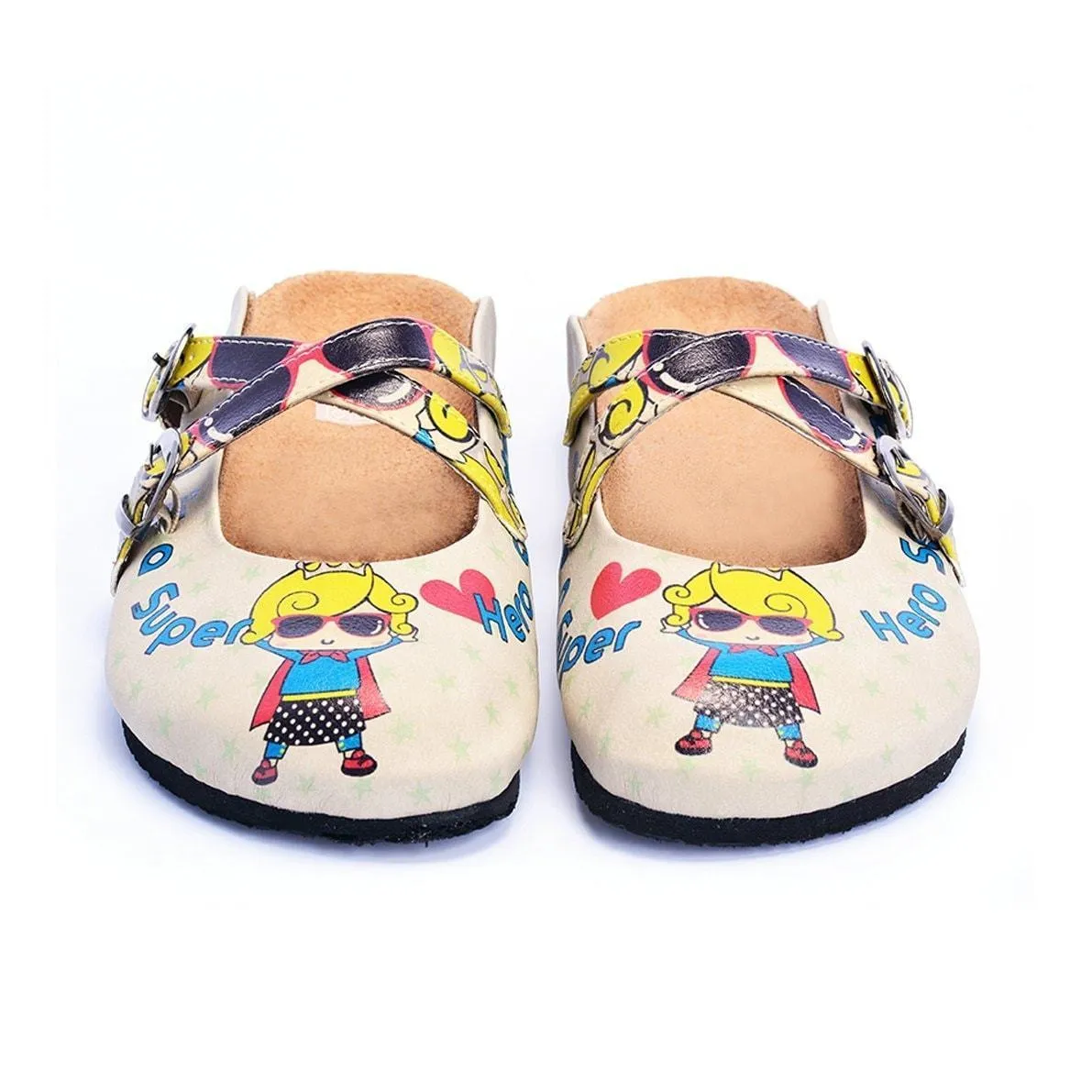 White Super Hero Girl Clogs CAL104