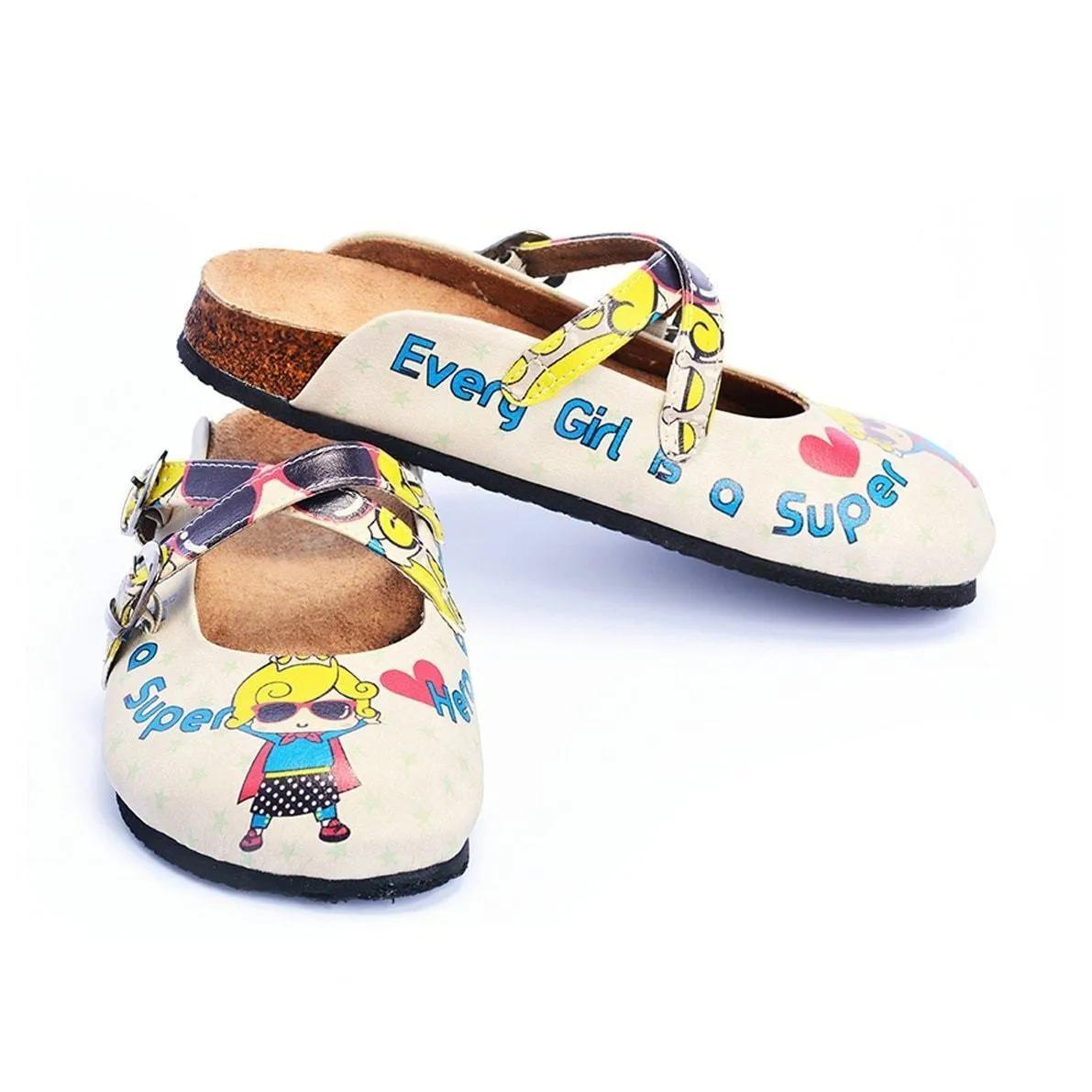 White Super Hero Girl Clogs CAL104