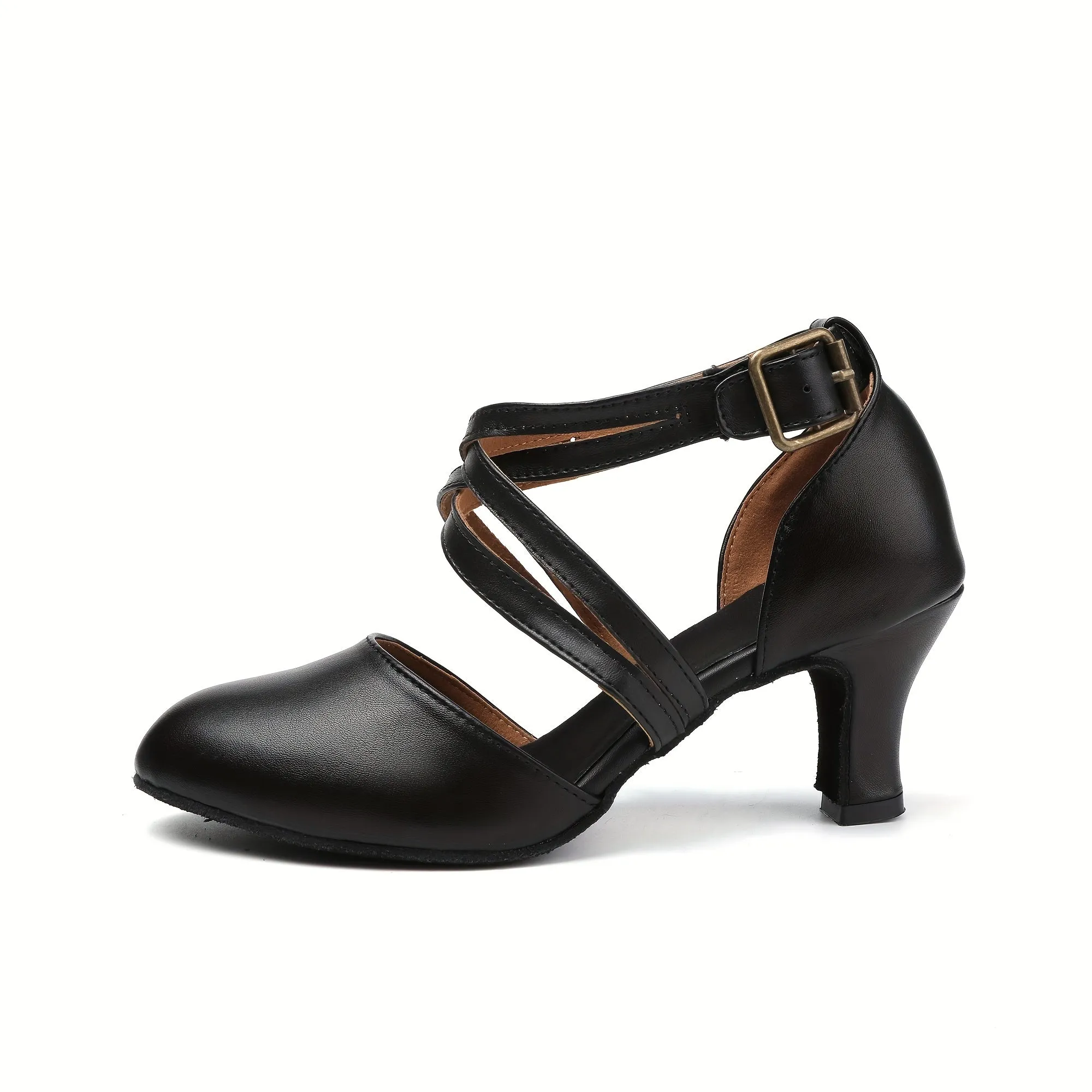 Women's Stylish Black Lightweight Plain Toe Dance Shoes