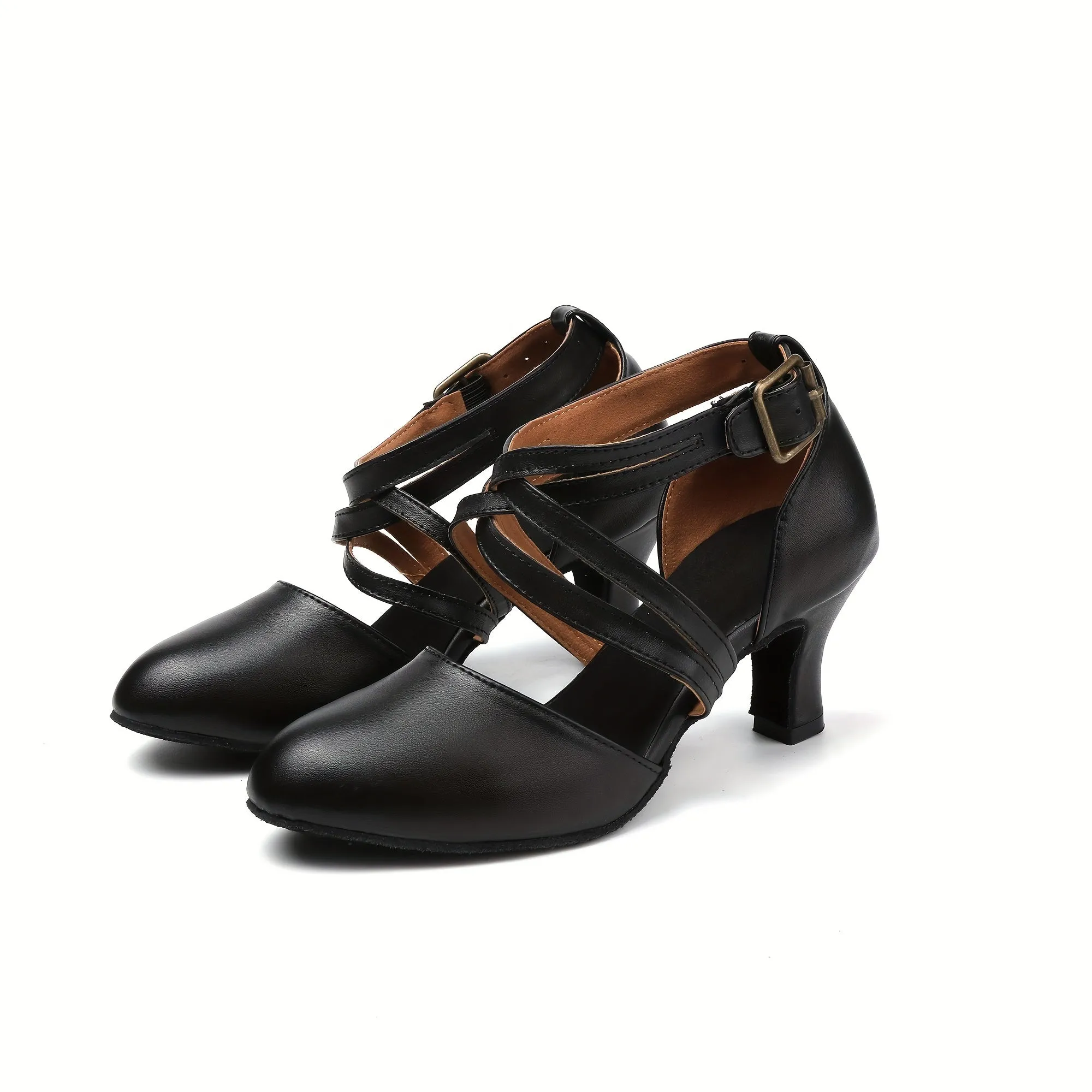 Women's Stylish Black Lightweight Plain Toe Dance Shoes