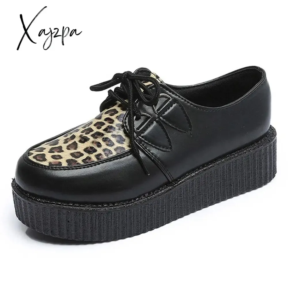 Xajzpa - Platform Women Flat Shoes Punk Gothic Creepers Woman Loafers Y2K Casual Shoes Lightweight Ladies Black Shoes Female Footwear