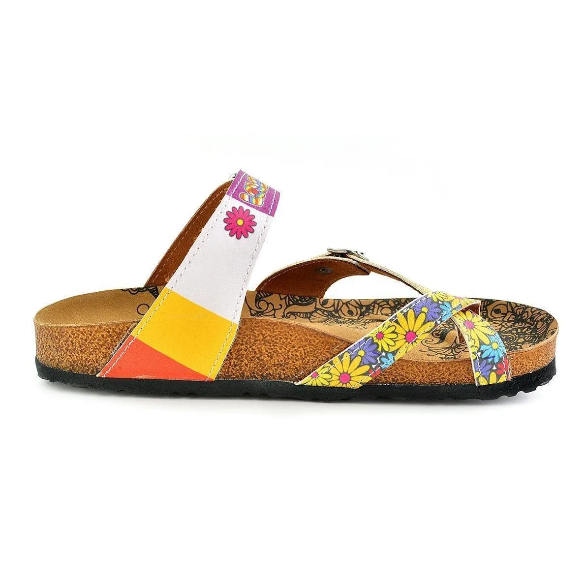 Yellow & Blue Floral Strappy Sandal CAL1002