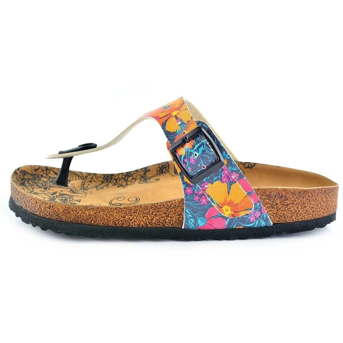 Yellow & Blue Meow T-Strap Sandal CAL517