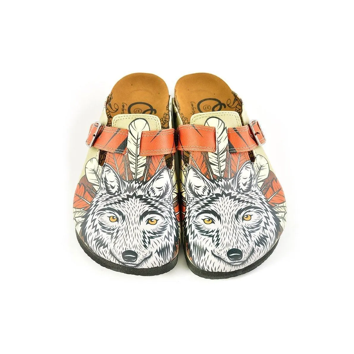 Yellow & White Fox Clogs WCAL350