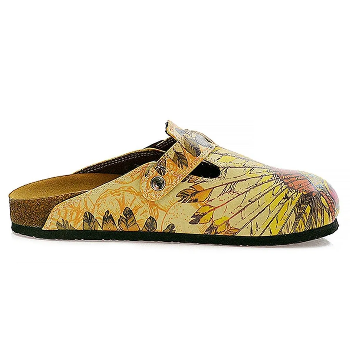 Yellow Headdress Skull Clogs CAL313
